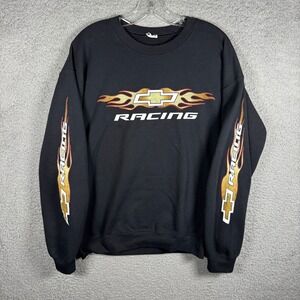 Junk Food Chevrolet Racing Flames Crewneck Sweatshirt Mens Black XL Y2K 2000s